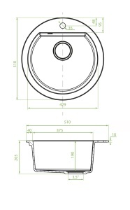 Bež granitni sudoper Valterra Form fi51 cm - Img 2