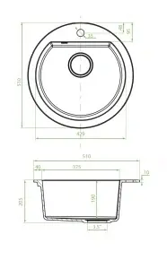 Bež granitni sudoper Valterra Form fi51 cm - Img 2