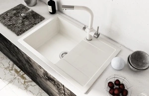 Granitni sudoper Techno 760 76x51x20 boja prljavo bijela - Img 2
