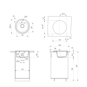 Kompaktni Okrugli Sudoper Ø 440 mm V700 boja crna - Img 2