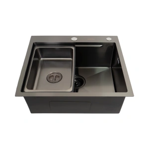 Set: KAV inox sudoper 55x50 grafit + slavina s tušem + dozator + korpa - Img 2