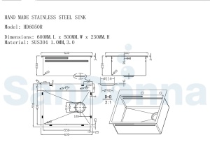 Čelični sudoper boja INOX 600x500x230mm - Img 5