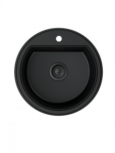 Granitni sudoper Valterra Como fi510mm boja ultra crna sa crnim sifonom