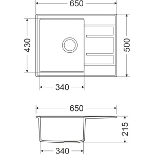 Granitni sudoper Valterra Torino ultra crna boja 65x50x21 cm - Img 3