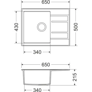 Granitni sudoper Valterra Torino ultra crna boja 65x50x21 cm - Img 3