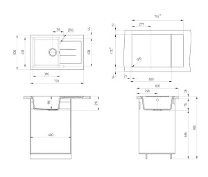 Granitni Sudoper 78x48 - GRANIT CRNA model LYON - Img 4