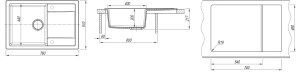 Granitni sudoper Techno 760 76x51x20 boja crna sa tačkicama - Img 2