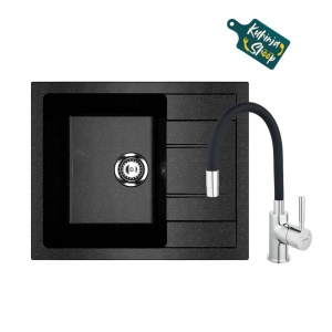 Granitni sudoper Ulgran V607 + Flexy slavina (crna)