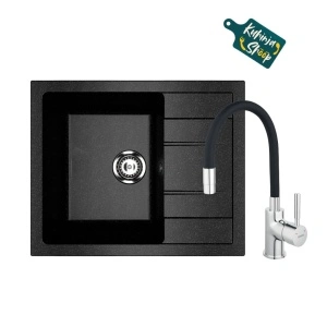 Granitni sudoper Ulgran V607 + Flexy slavina (crna)