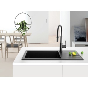 Granitni sudoper Valterra Stella 86x50x21 cm, ultra crna boja - Img 3