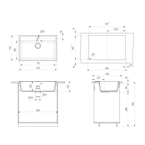 VALTERRA Granitni Sudoper, model V600 bež boja 77x50x20cm - Img 2