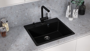 Granitni sudoper 560x500mm - ULTRA CRNA model V104 - Img 2