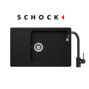 KOMPLET Schock granitni sudoper FORMHAUS D-100LS boja crna mat i lučna slavina