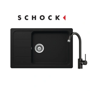 KOMPLET Schock granitni sudoper FORMHAUS D-100LS boja crna mat i lučna slavina