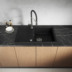 Crni granitni sudoper Valterra Rock 780 78x50cm - Img 4