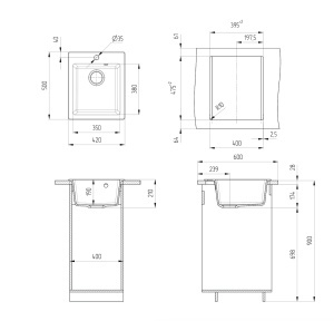 Granitni sudoper 420x500 - BEŽ model V404 - Img 2