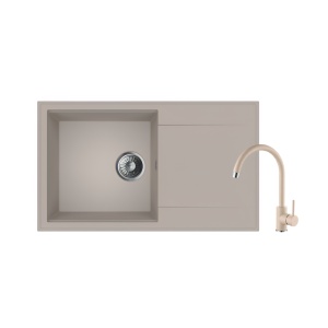Granitni Sudoper 78x46x20cm - bež boja model V507 i lučna slavina