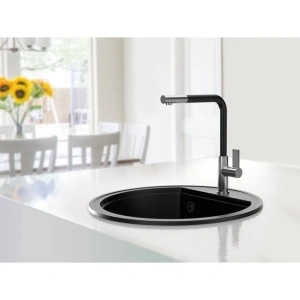 Granitni sudoper Valterra Como fi510mm boja ultra crna sa crnim sifonom - Img 4