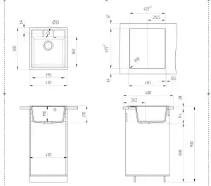 KOMPLET Granitni sudoper 450x500mm , Granit crna model V406 i lučna slavina crna - Img 3