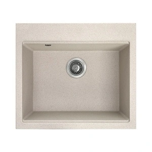 KOMPLET Granitni sudoper 570x510 - BEŽ model V104 i lucna slavina ZLATO - Img 2