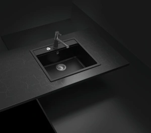 KOMPLET Schock granitni sudoper NEMO N-100 boja crna mat i lučna crna slavina - Img 3