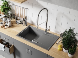 Sivi granitni sudoper Valterra Rock 780 78x50cm - Img 2