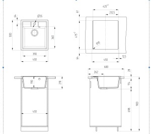Granitni Sudoper ULTRA CRNI 45x50 model V406 - Img 2