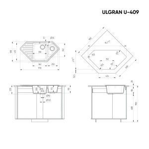 Ugaoni granitni sudoper Valterra V409 boja bijela - Img 2
