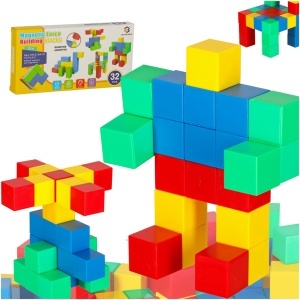 Blocuri de construcție cubice magnetice educaționale 32 el.