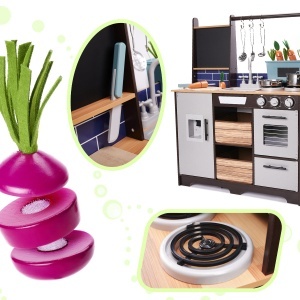 Bucătărie pentru copii din lemn MDF cu accesorii LOFT XXL 96cm - Img 2