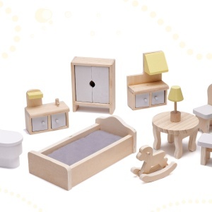 Casa de păpuși din lemn + mobilier 70cm gri - Img 3