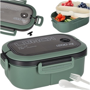 Cutie de prânz cutie de mic dejun cu compartimente împărțite 1200ml verde