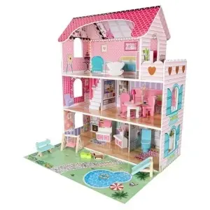 Lulilo Gardeno casă de păpuși din lemn cu mobilier de grădină 70cm roz LED - Img 2