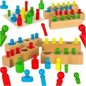 Montessori greutăți cilindrice din lemn Montessori colorate