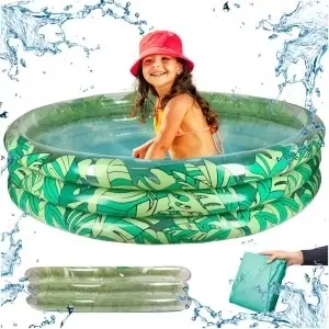 Piscina gonflabilă pentru copii 3 camere 150cm frunze - Img 1