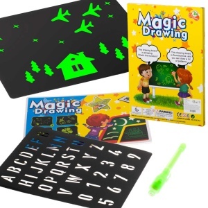 Tablă de desen cu lumină magică + kit creativ cu stilou UV