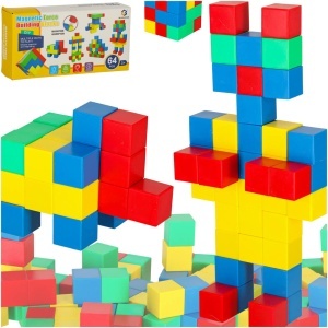 Blocuri de construcție magnetice educaționale cubice 64 el.