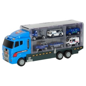 Camion de transport TIR lansator + mașini de metal poliție - Img 3