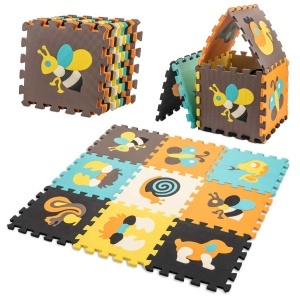 Covoraș de puzzle din spumă pentru copii 9 el. animale colorate 85cm x 85cm x 1cm