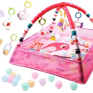 Playpen educațional cu bile roz