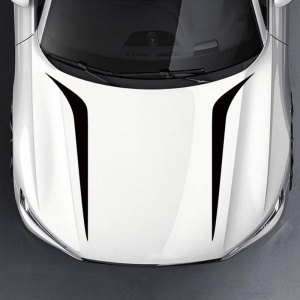 Set 2 stickere autoadezive Tuning, model "Hood Stripes V2", dimensiune 100 x 26 cm, culoare Neagra - Img 1