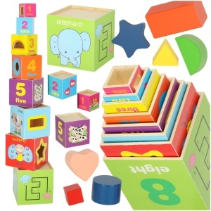Turnul educațional din lemn sorter forme care învață să numere 71cm XXL