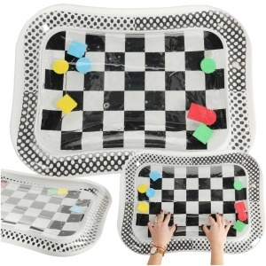 Apă gonflabilă covor gonflabil contrastant alb-negru tabla de șah 65cm x 50cm