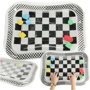 Apă gonflabilă covor gonflabil contrastant alb-negru tabla de șah 65cm x 50cm