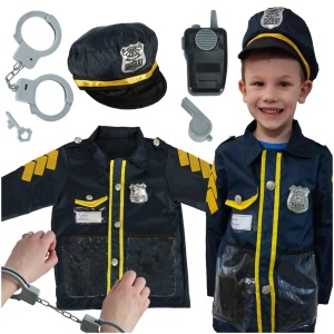 Carnaval costum de polițist cu cătușe de carnaval set 3-8 ani