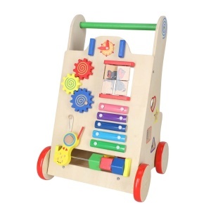 Cărucior pentru copii din lemn cub educațional 6in1 - Img 3