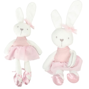 Mascotă de pluș iepure în rochie roz 42cm