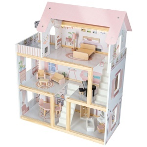 Mobilier din lemn pentru casa păpușilor 80cm roz LED - Img 2