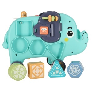 Montessori interactiv elefant pounder sorter blocuri ciocan 26cm - Img 3
