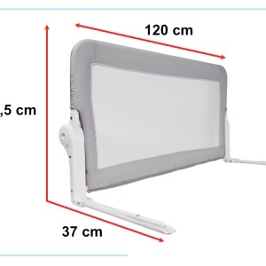 Poarta de siguranță barieră barieră pat de protecție 120cm gri - Img 3